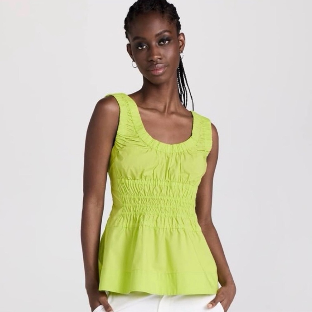 Proenza Schouler White Label Poplin Gathered Tank Top Green Apple - EUC, Size 6